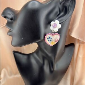 Floral Heart Drop Earrings